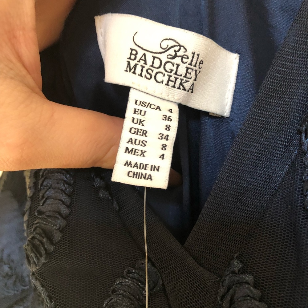 Navy blue embroidered gown - Picture 5 of 7